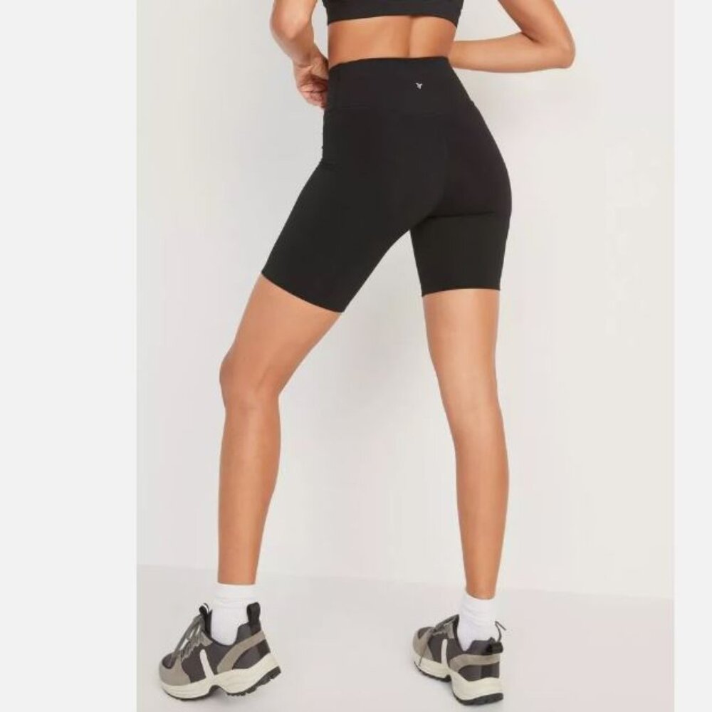 Old Navy Crossover Bike Shorts Womens XS Black Powerchill High Rise Gym F02
